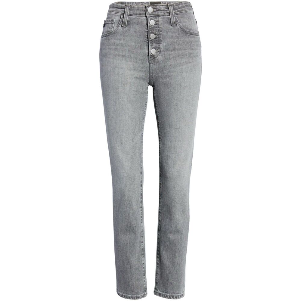 AG Jeans Adriano Goldschmied Isabelle Button-Up High Rise Straight Crop Gray NWT